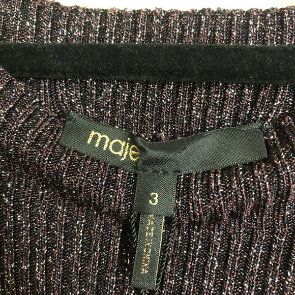 Maje NWT Metallic Ribbed Knit Sweater Top Sz 3 L - Picture 5 of 6